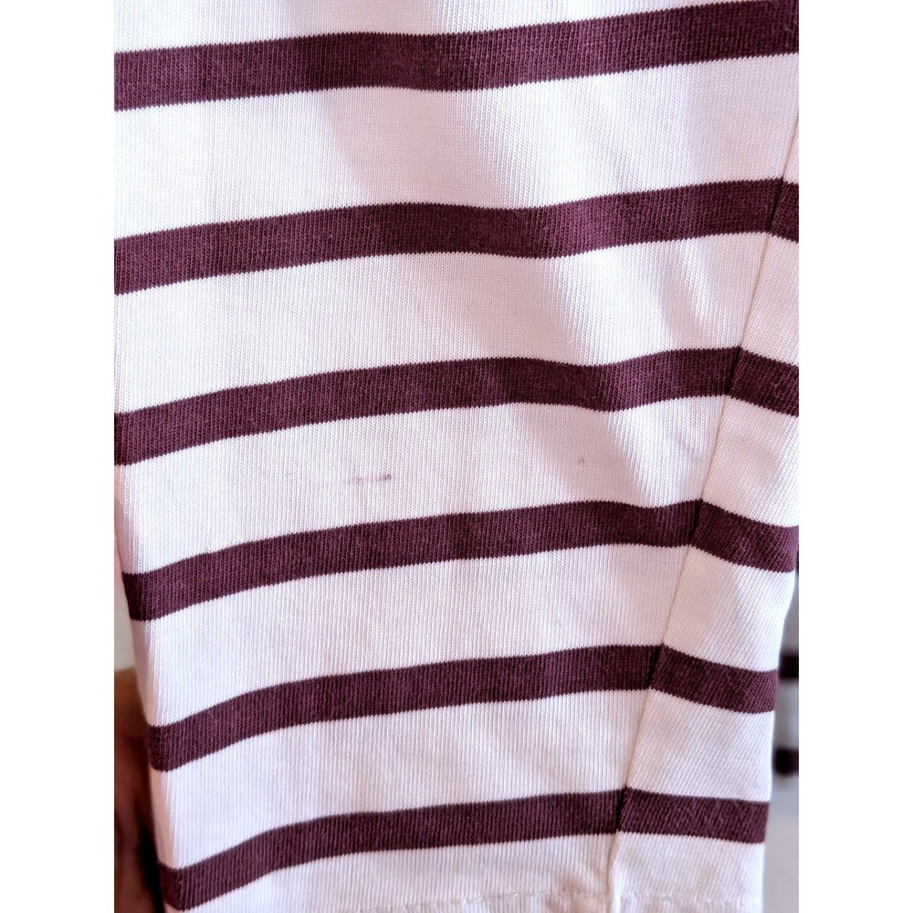 Selected Femme SFNATALI Striped Boatneck Top White Burgundy Long Sleeve M - Picture 10 of 11